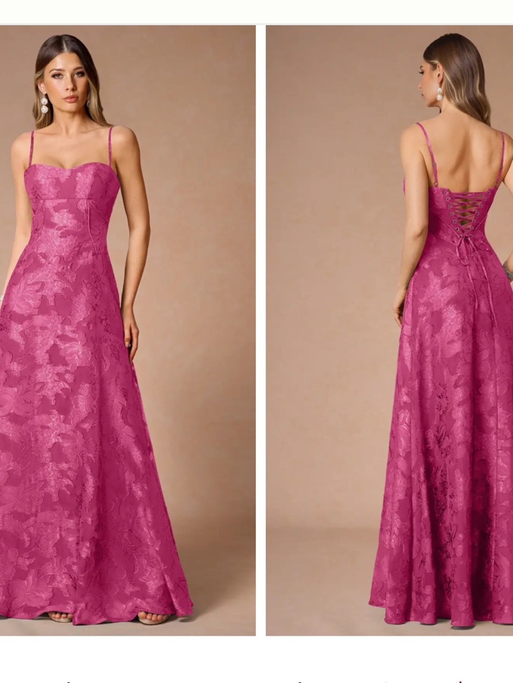 Azazie Hollis Fuchsia Lace Back Maxi Dress